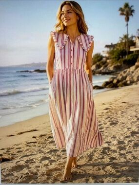 Caroline Constas New York 💯 Cotton Adorable Fun High Quality Maxi Dress NWT